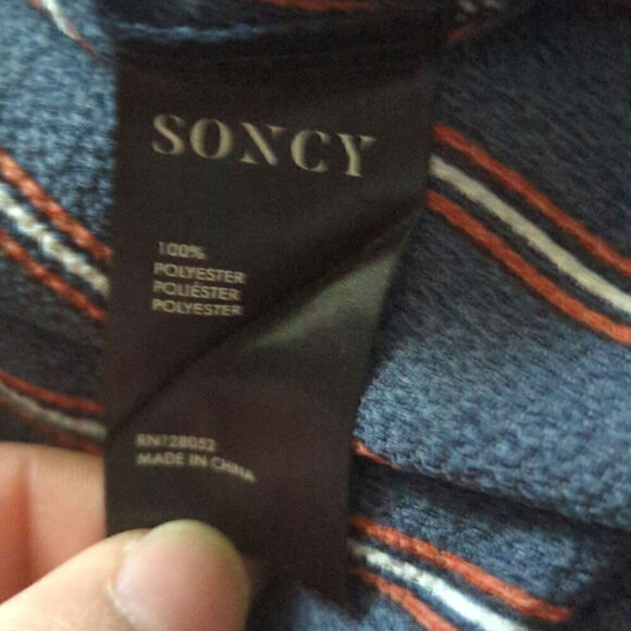 NWT‎ Soncy Striped Pajama Top Blouse Blue Red White Long Sleeve Size 1 (14/6) - Picture 4 of 7